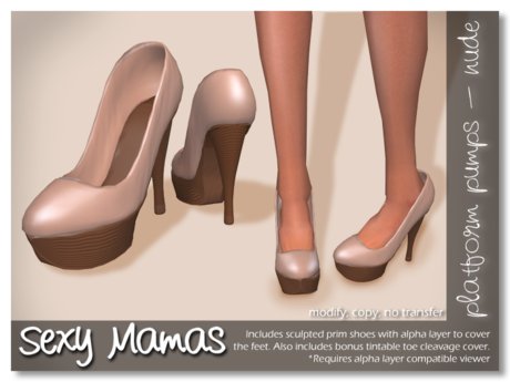 Second Life Marketplace - *Sexy Mamas* Platform Pumps - Nude